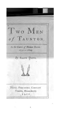 Cover for Two men of Taunton, in the course of human events, 1731-1829
