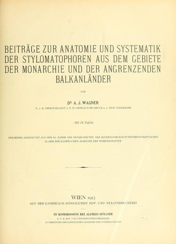 Cover for Beiträge zur Anatomie und Systematik der Stylomatophoren aus dem Gebiete der Monarchie und der angrenzenden Balkanländer