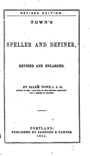 Cover for Town's speller and definer