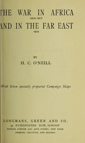 Cover for The war in Africa, 1914-1917, and in the Far East, 1914