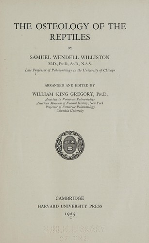 Cover for The osteology of the reptiles