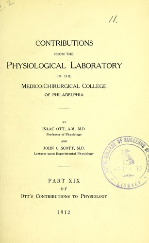 Cover for Contributions from the Physiological Laboratory of the Medico-Chirurgical College of Philadelphia