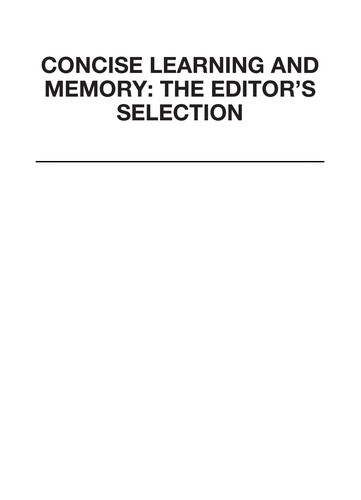 Cover for Concise learning and memory