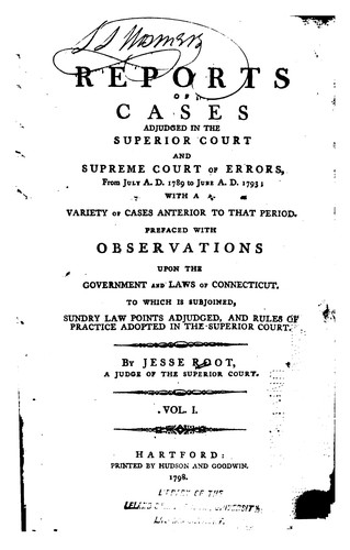 Cover for Reports of cases adjudged in the Superior Court and Supreme Court of Errors