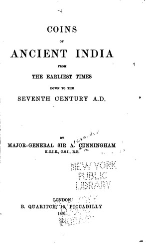 Cover for Coins of Ancient India from the Earliest Times Down to the Seventh Century A.D.