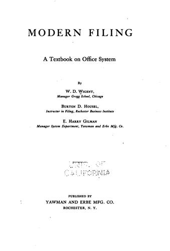 Cover for Modern Filing: A Textbook on Office System