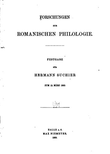 Cover for Forschungen zur romanischen Philologie