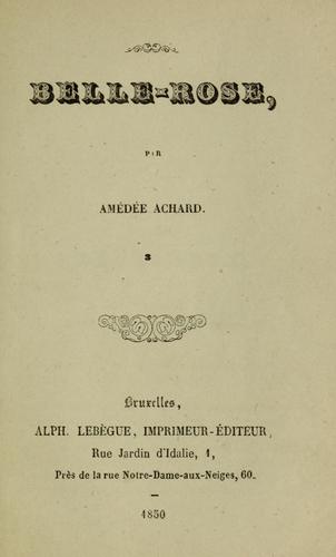 Cover for Belle-Rose