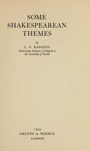 Cover for Some Shakespearean themes