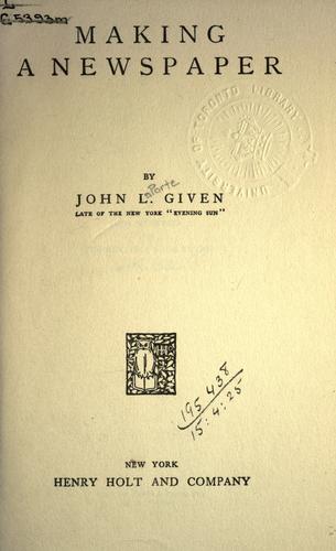 Cover for Making a newspaper