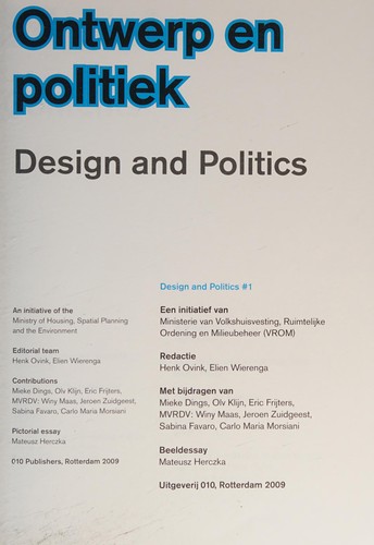 Cover for Design and Politics No. 1