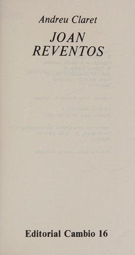 Cover for Joan Reventós