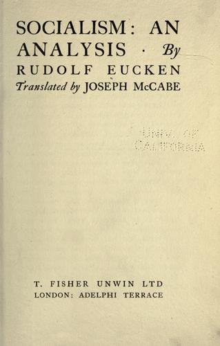 Cover for Socialism, an analysis.