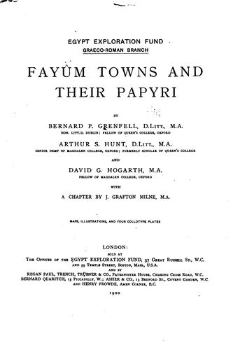 Cover for Fayûm towns and their papyri