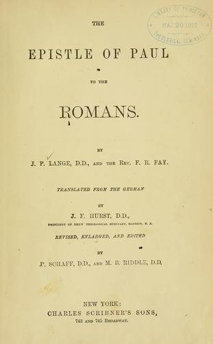 Cover for Epistle of Paul to the Romans.