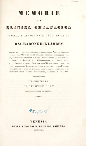 Cover for Memorie di clinica chirurgica raccolte all'Ospitale degli Invalidi. ...
