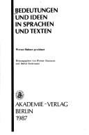 Cover for Bedeutungen und Ideen in Sprachen und Texten