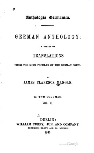 Cover for Anthologia germanica.