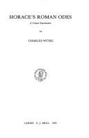 Cover for Horace's Roman Odes