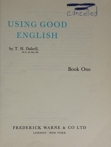 Cover for Using good English