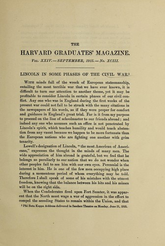 Cover for Lincoln in some phases of the Civil War
