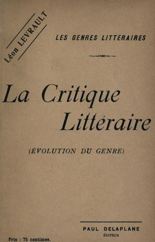 Cover for critique littéraire, évolution du genre.