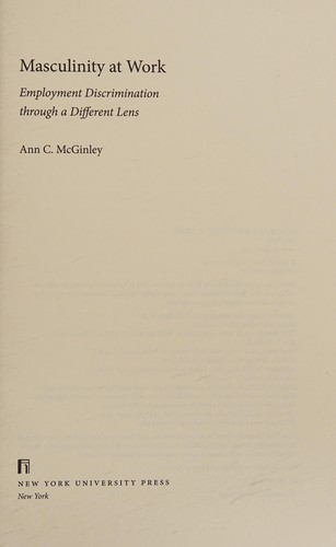 Cover for Masculinity at work