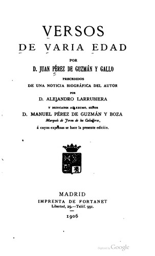 Cover for Versos de varia edad, precedidos de una noticia biográfica del autor