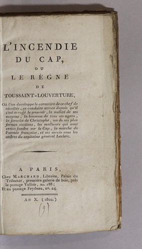 Cover for L'incendie du Cap, ou, Le règne de Toussaint-Louverture