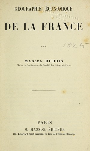 Cover for Ge ographie e conomique de la France