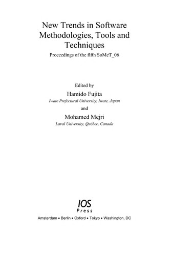 Cover for New trends in software methodologies, tools and techniques
