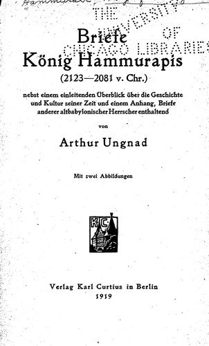 Cover for Briefe König Hammurapis (2123-2081 v. Chr.)