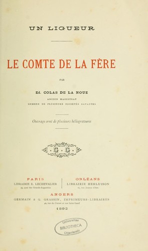 Cover for Le comte de la Fère, un ligueur