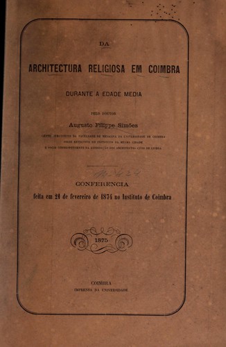 Cover for Da architectura religiosa em Coimbra durante a edade media