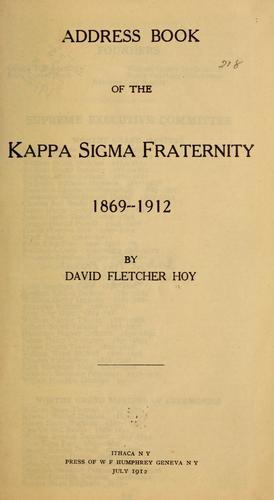 Cover for Address book of the Kappa sigma fraternity