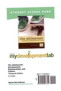 Cover for Mydevelopmentlab Without Pearson Etext -- Standalone Access Card -- For the Adolescent