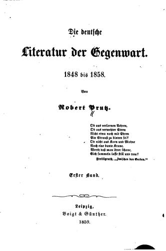 Cover for Die deutsche Literatur der Gegenwart, 1848 bis 1858
