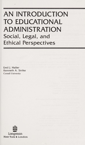 Cover for An introduction to educational administration