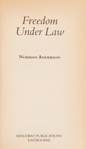 Cover for Freedom under law.