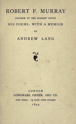 Cover for Robert F. Murray
