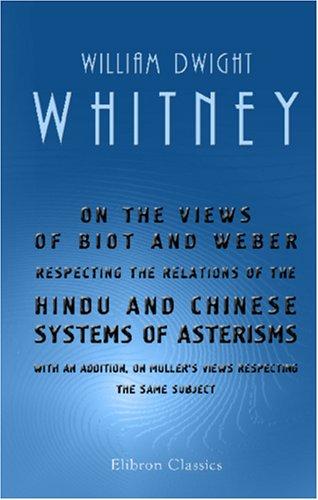 Cover for On the Views of Biot and Weber Respecting the Relations of the Hindu and Chinese Systems of Asterisms