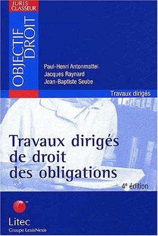Cover for Travaux dirigés de droit des obligations, 4e édition
