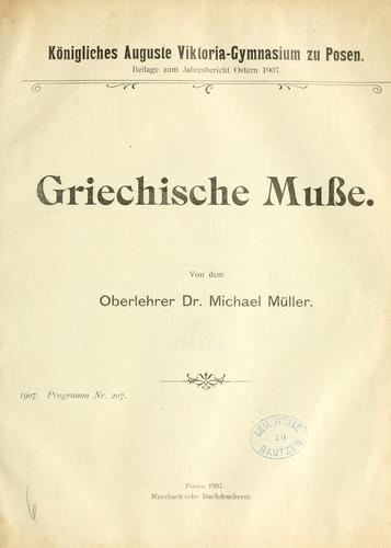 Cover for Griechische Musse.