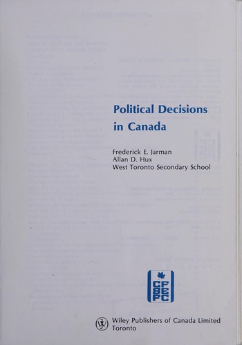Cover for Political decisions in Canada