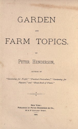 Cover for Garden and farm topics