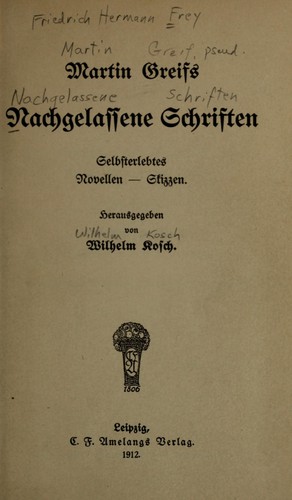 Cover for Nachgelassene Schriften
