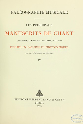 Cover for Paléographie musicale