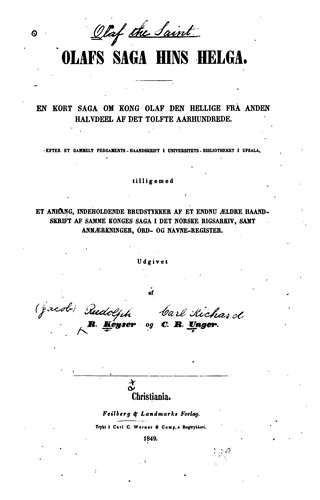 Cover for Ólafs saga hins Helga.