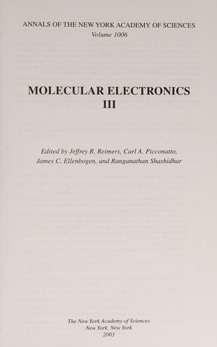 Cover for Molecular electronics III