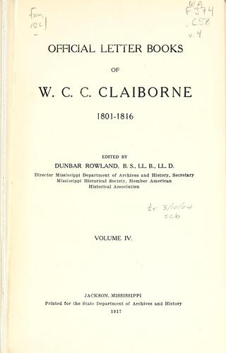 Cover for Official letter books of W.C.C. Claiborne, 1801-1816
